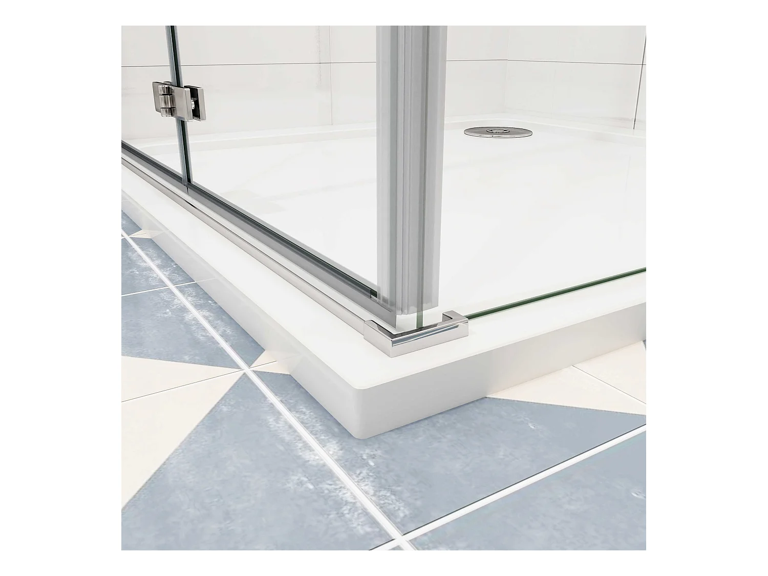 Douchecabine met vouwdeur en vaste zijwand ,NANO EasyClean veiligheidsglas,B:110xD:90x195cm,45cm Stabilisatiestang