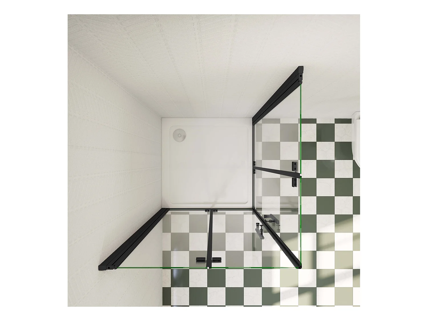 76x95x195cm Douchecabine Vierkant Hoekinstap Draaideur Antikalk Helder Glas Mat Zwart Profiel 6mm Veiligheidsglas Easy Clean