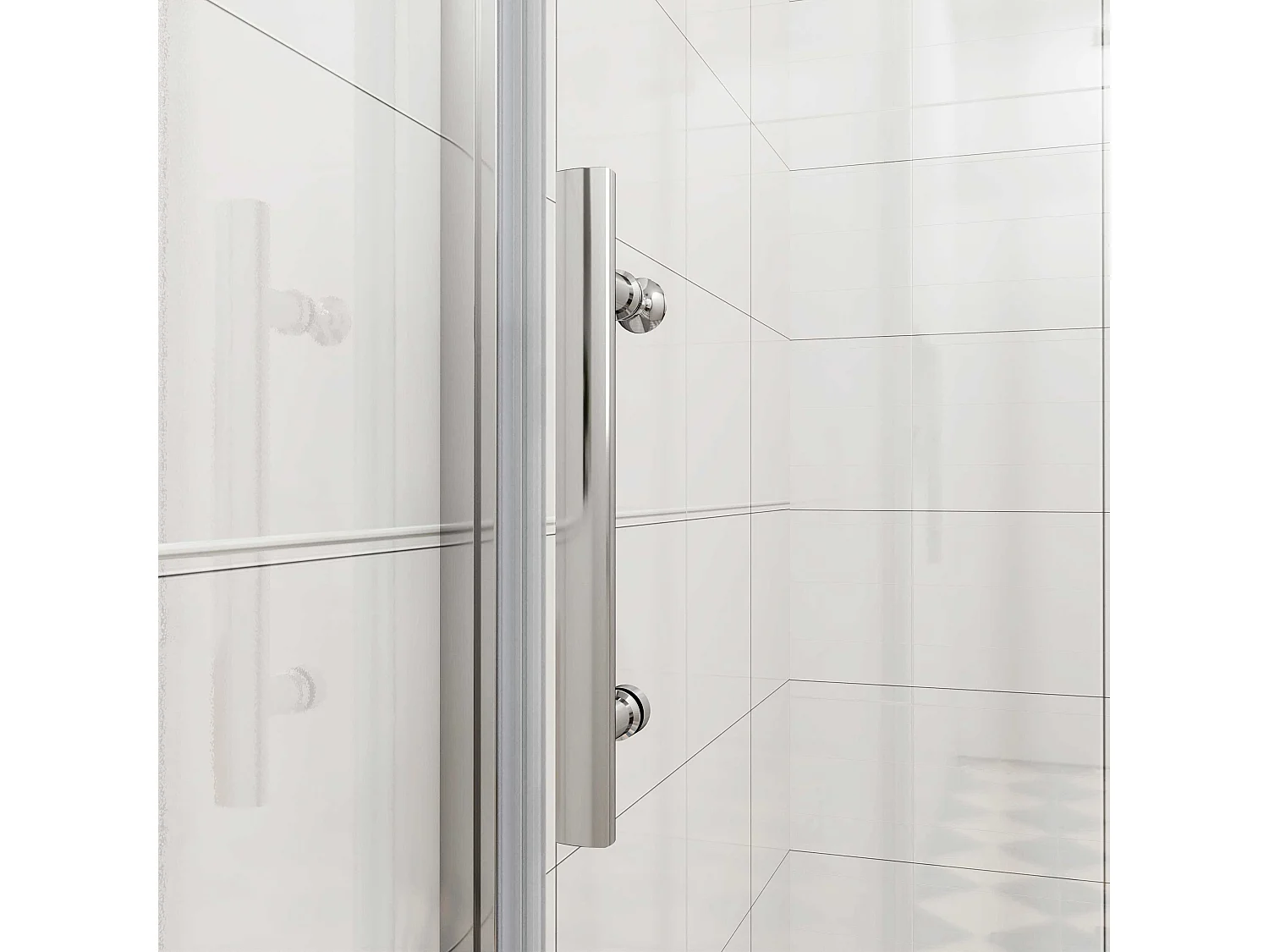 Douchecabine 95x90x195cm, draaideur+ vouwdeur (L-vorm),NANO EasyClean veiligheidsglas,N-vorm 140cm Stabilisatiestang