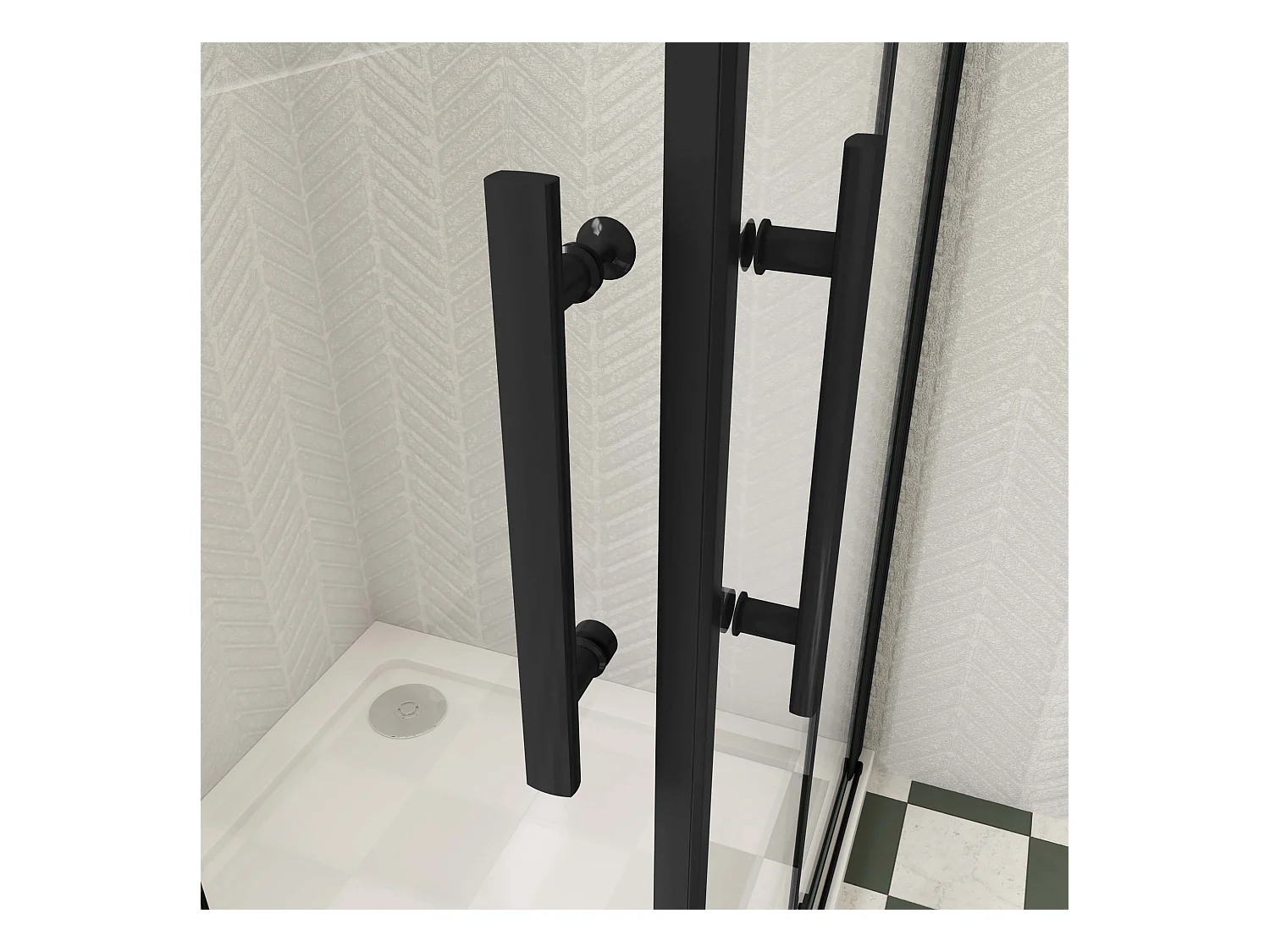 85x90x195cm Douchecabine Vierkant Hoekinstap Draaideur Antikalk Helder Glas Mat Zwart Profiel 6mm Veiligheidsglas Easy Clean