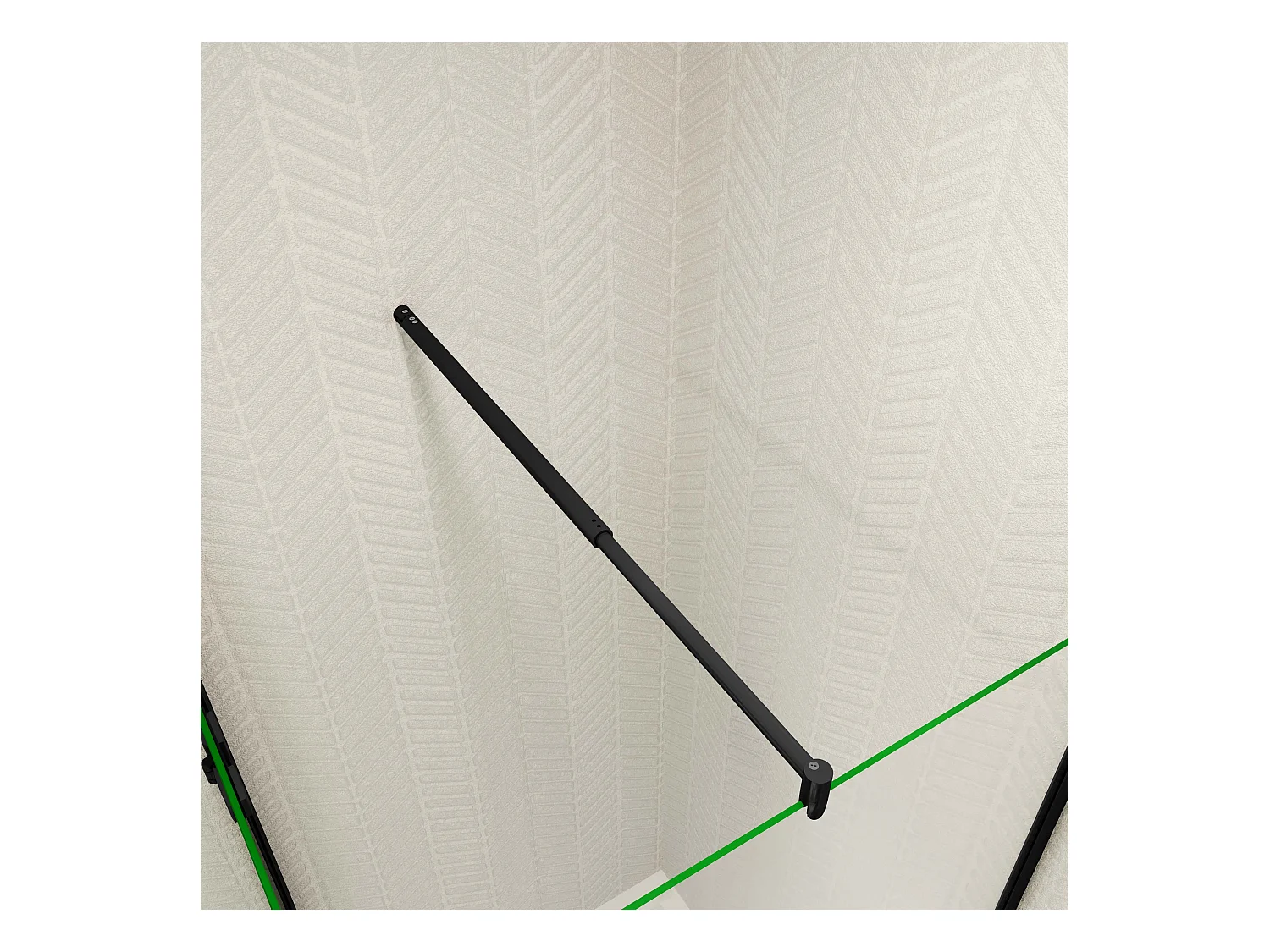 76x90x185cm douchecabine met inklapbare vouwdeur en vaste zijwand, 6mm helder EasyClean veiligheidsglas,mat zwarte aluminium frame, stabilisatiestang 70-120 cm