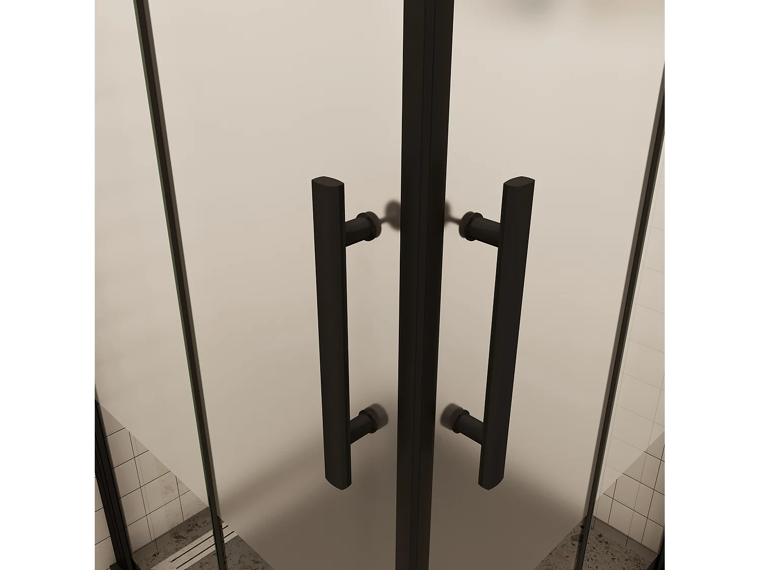 70x110x195cm Douchecabine Vierkant Hoekinstap Draaideur Antikalk Helder Glas Mat Zwart Profiel 6mm Veiligheidsglas Easy Clean,ondoorzichtige matte middenstrook