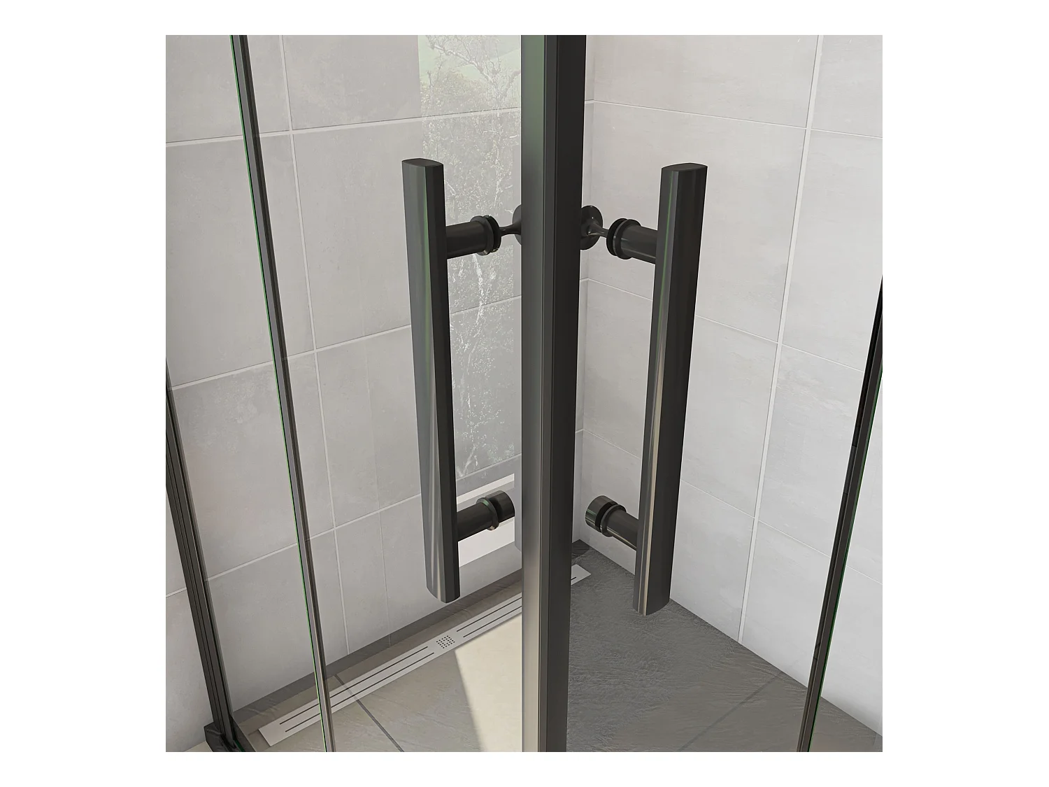 90x100x185cm Douchecabine Vierkant Hoekinstap Draaideur Antikalk Helder Glas Mat Zwart Profiel 6mm Veiligheidsglas Easy Clean