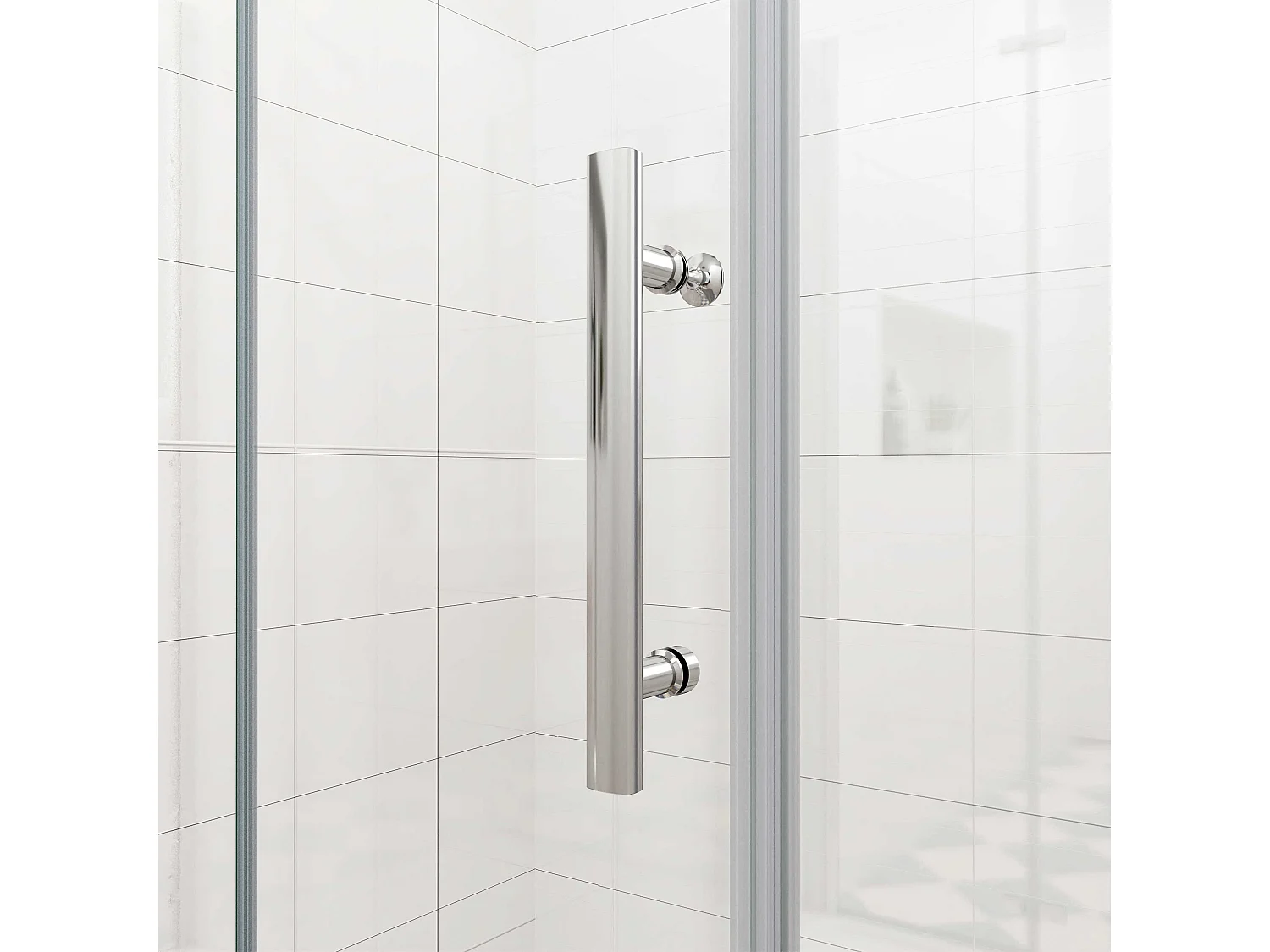 Douchecabine met vouwdeur en vaste zijwand ,NANO EasyClean veiligheidsglas,B:80xD:90x195cm,N-vorm 90cm Stabilisatiestang