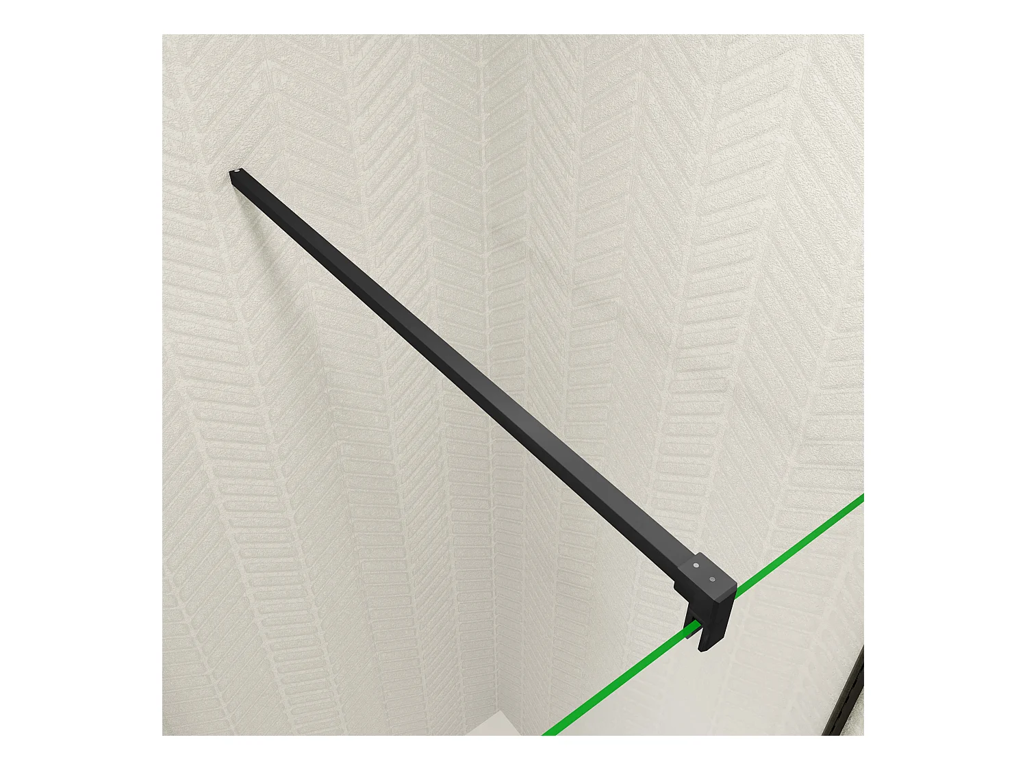 90x90x185 cm douchecabine met inklapbare vouwdeur en vaste zijwand, 6mm helder EasyClean veiligheidsglas,mat zwarte aluminium frame, F-vorm 90cm Stabilisatiestang