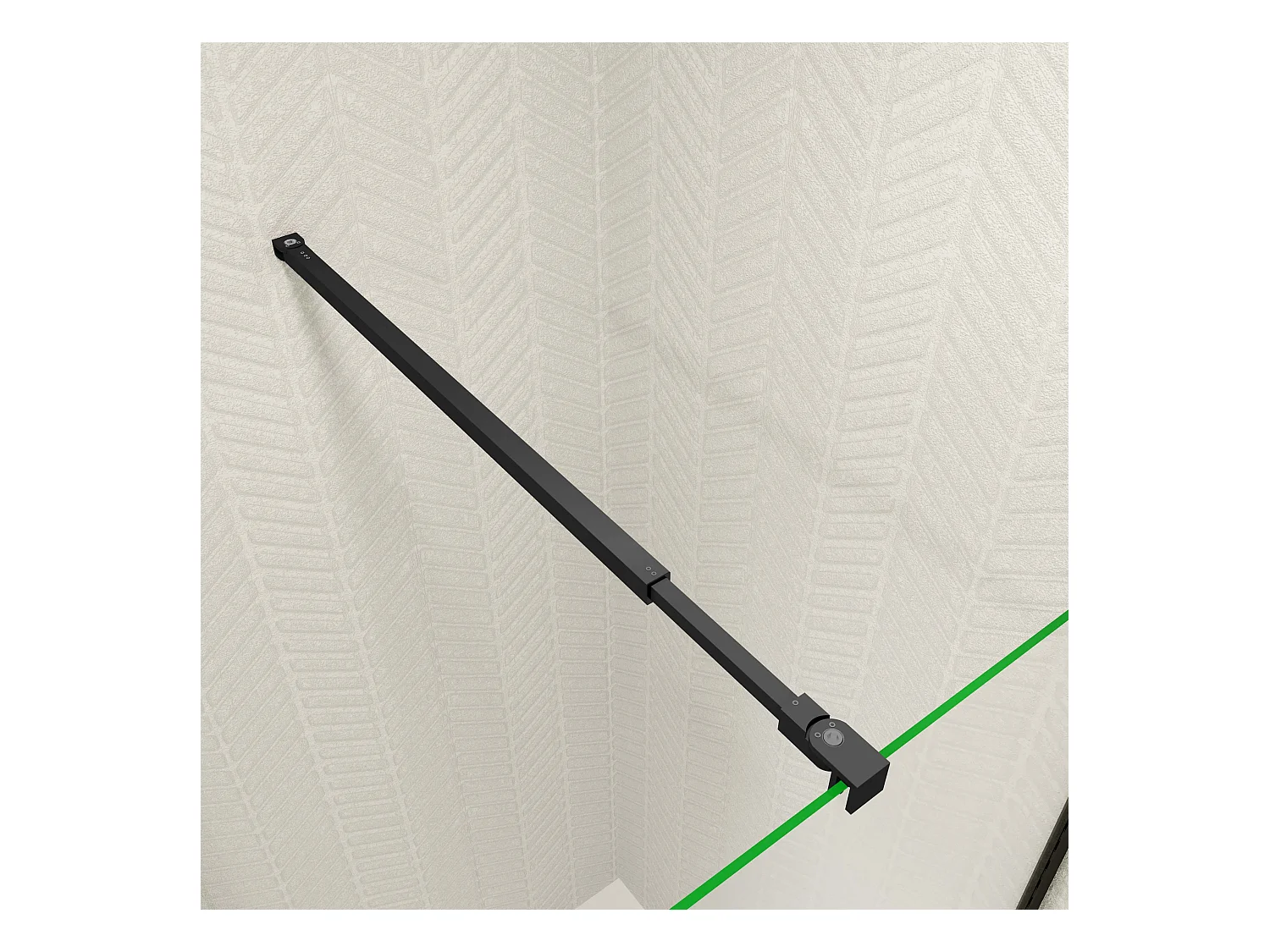 76x76x195cm douchecabine met inklapbare vouwdeur en vaste zijwand, 6mm helder EasyClean veiligheidsglas,mat zwarte aluminium frame, stabilisatiestang 73-120 cm