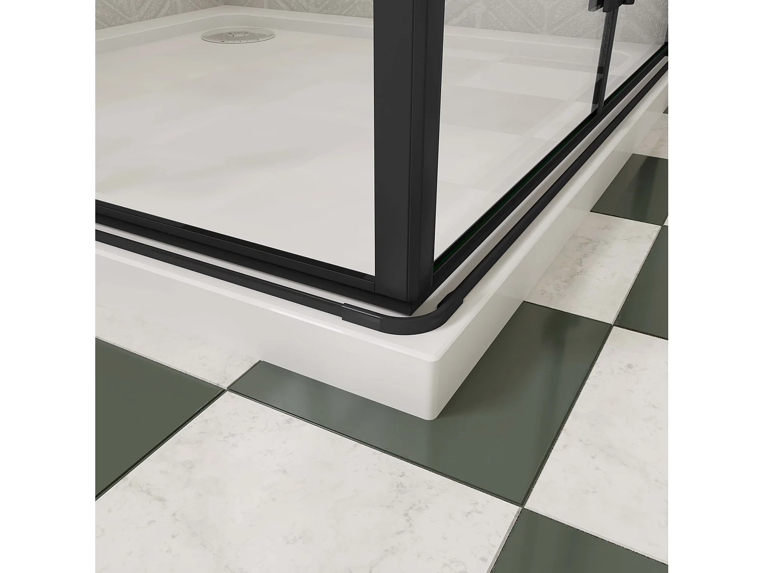 76x110x195cm Douchecabine Vierkant Hoekinstap Draaideur Antikalk Helder Glas Mat Zwart Profiel 6mm Veiligheidsglas Easy Clean