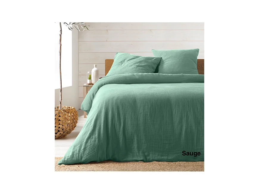 Beddengoed van Katoenen Gaze "Angelia" 240x220cm Salie - Zacht & Ademend