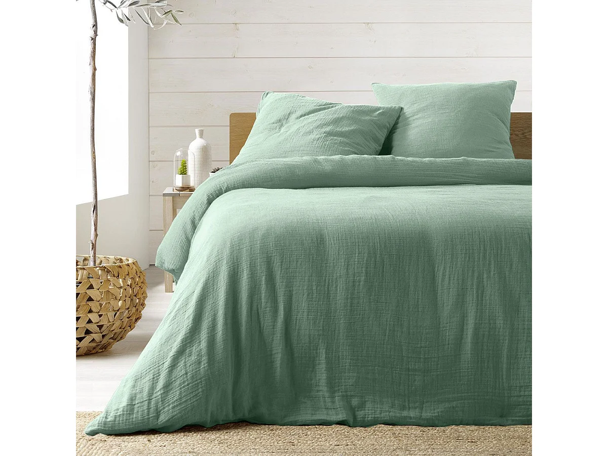 Parure de Lit 3 Pièces "Angelia" 240x220cm Sauge