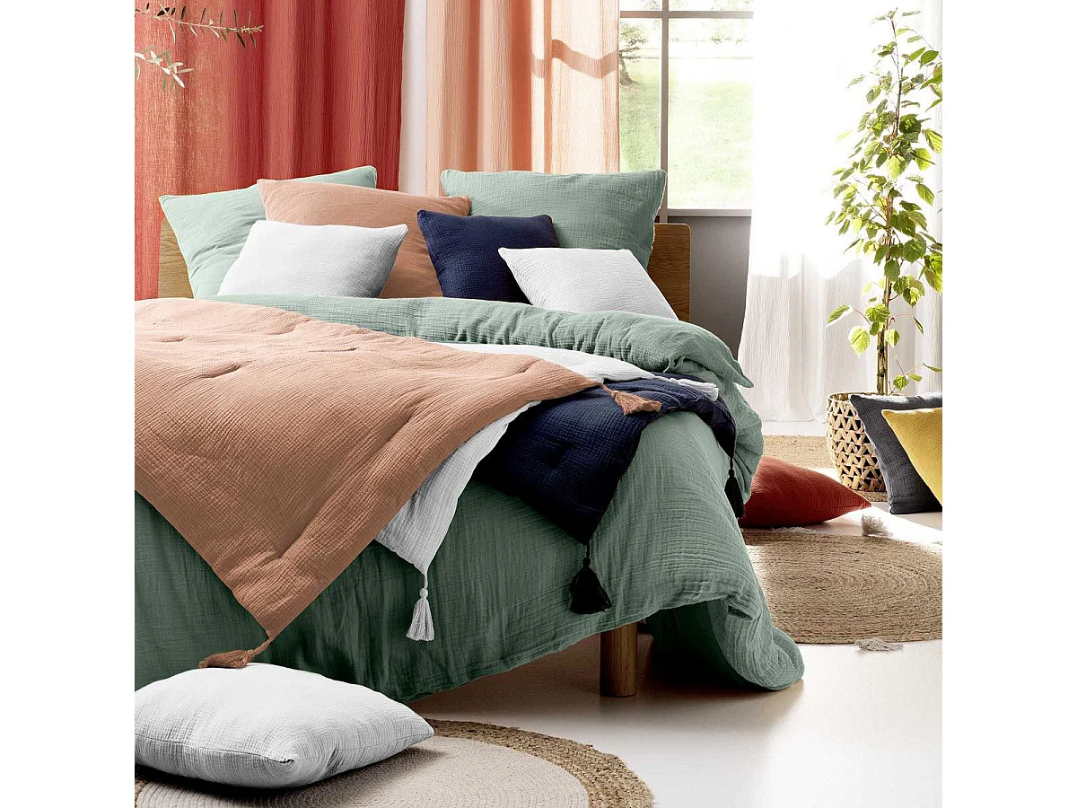 Parure de Lit 3 Pièces "Angelia" 240x220cm Sauge