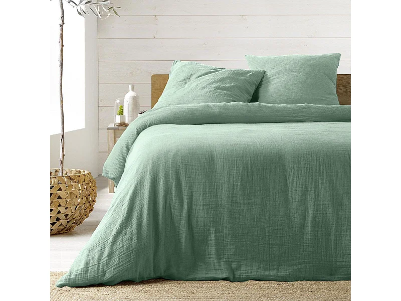 Parure de Lit 3 Pièces "Angelia" 240x220cm Sauge