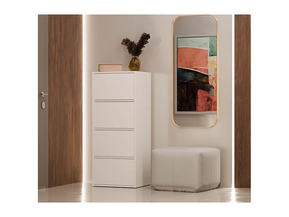 ALMA - Commode 4 portes pour chambre 50x119x40cm - Blanc