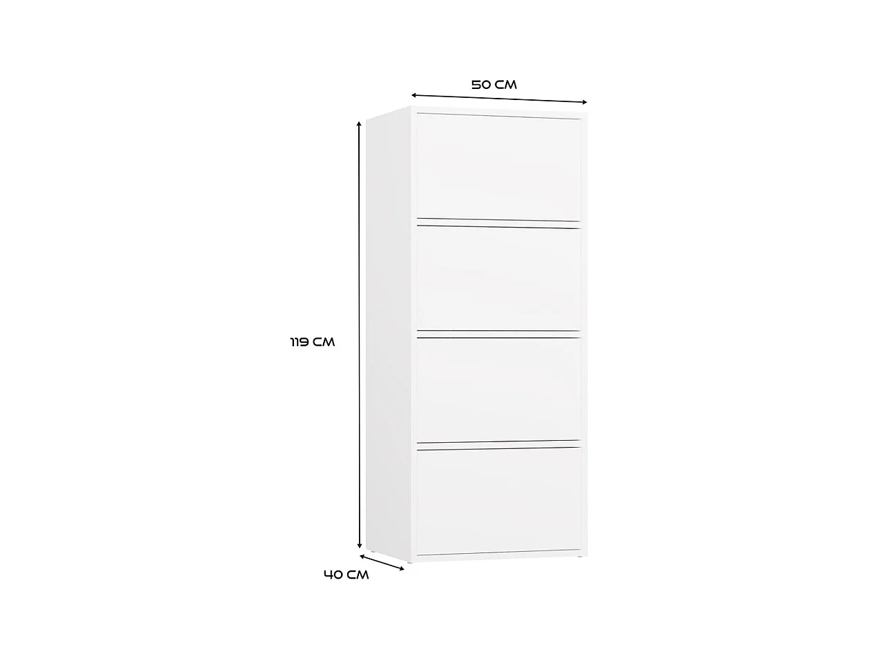 ALMA - Commode 4 portes pour chambre 50x119x40cm - Blanc