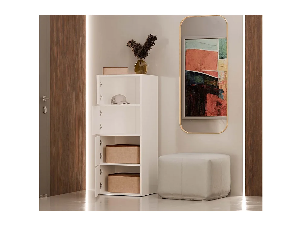 ALMA - Commode 4 portes pour chambre 50x119x40cm - Blanc