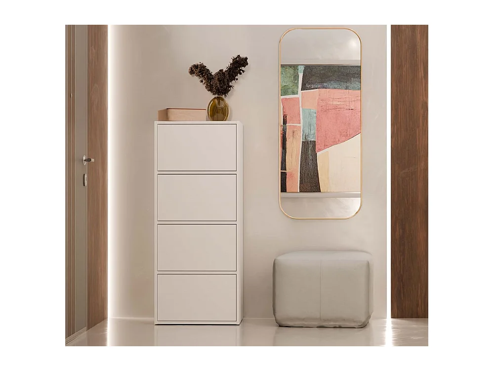 ALMA - Commode 4 portes pour chambre 50x119x40cm - Blanc