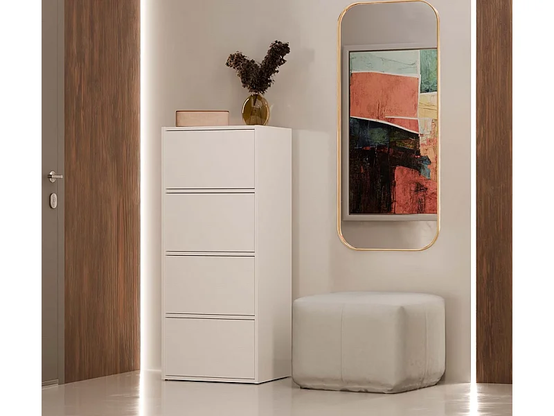 Komoda ALMA | Biała | 50x40x119 cm | 4 Drzwi 4 Półki