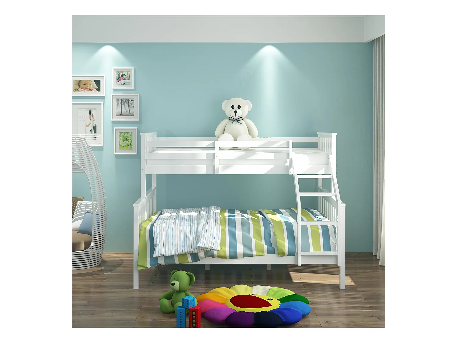 Lit superposé 2+1 BATNA BLANC 140x190 + 90x190 cm