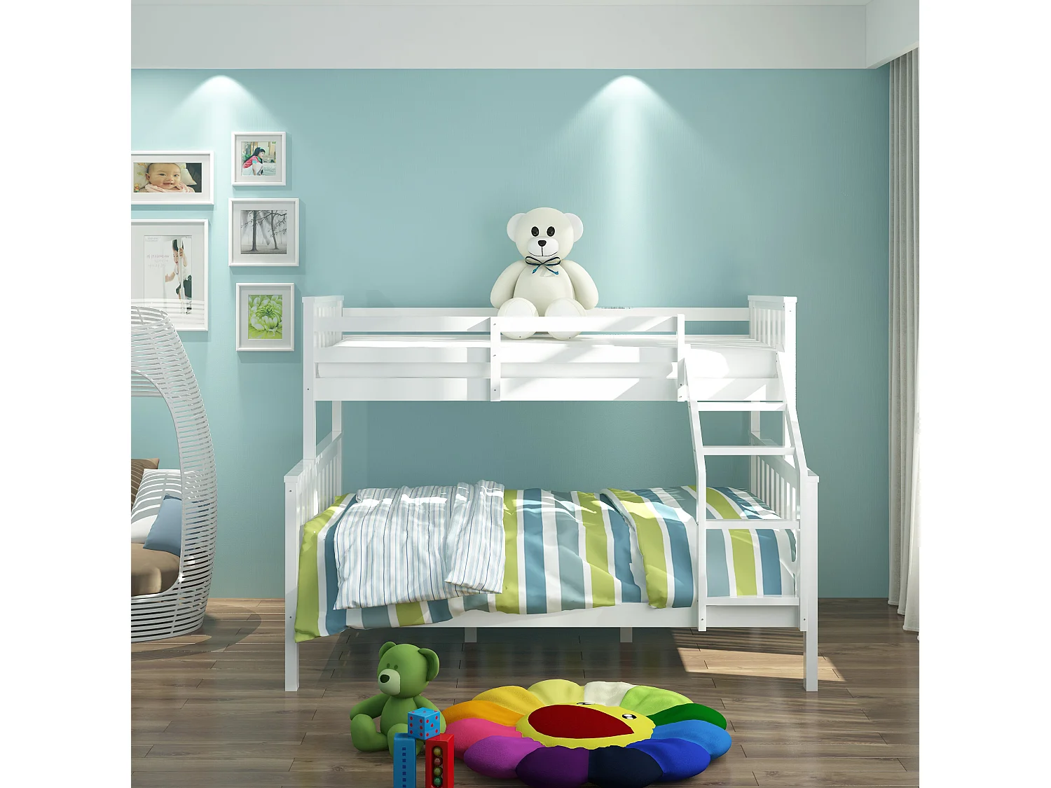 Lit superposé 2+1 BATNA BLANC 140x190 + 90x190 cm