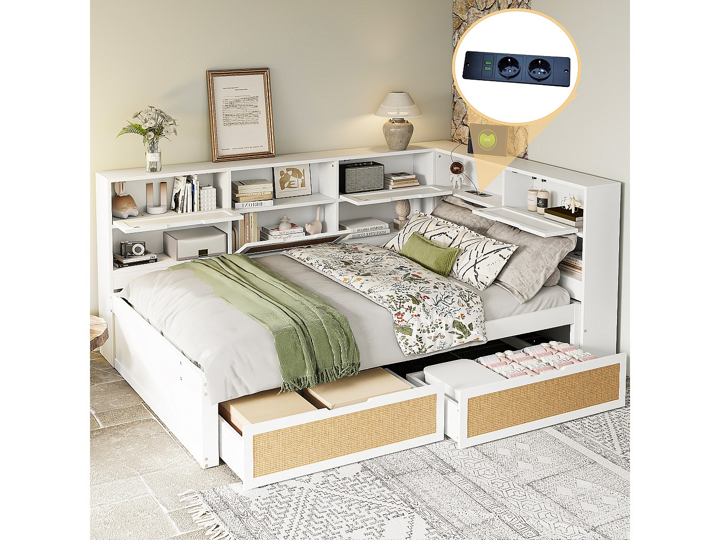 Bedbank Emma met slaap- en opberglade 90x200 - laagste prijs