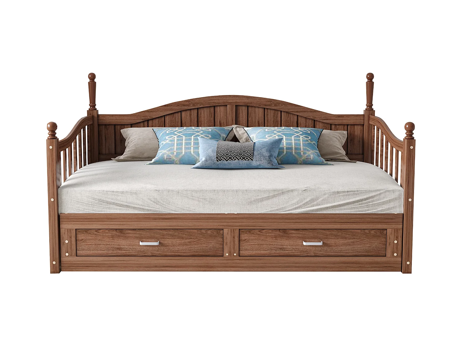 Sofá cama - 90/180 x 190 cm - 2 cajones - madera de pino + contrachapado + MDF - natural