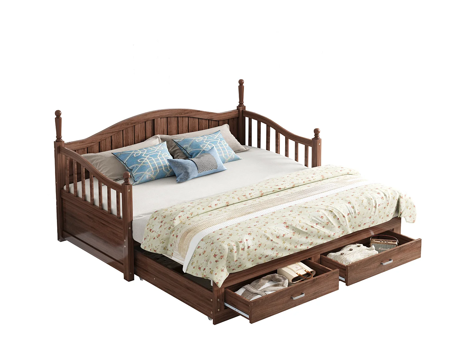 Tagesbett - 90/180 x 190 cm - Schlafsofa - 2 Schubladen - Kiefernholz + Sperrholz + MDF - natur