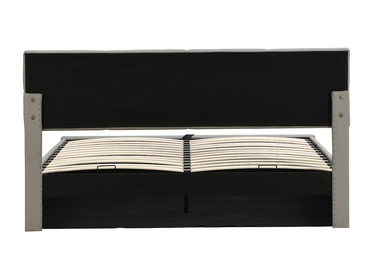 Lit coffre double rembourré - 180 x 200 cm - Tête + Leds - Cuir PU - Beige