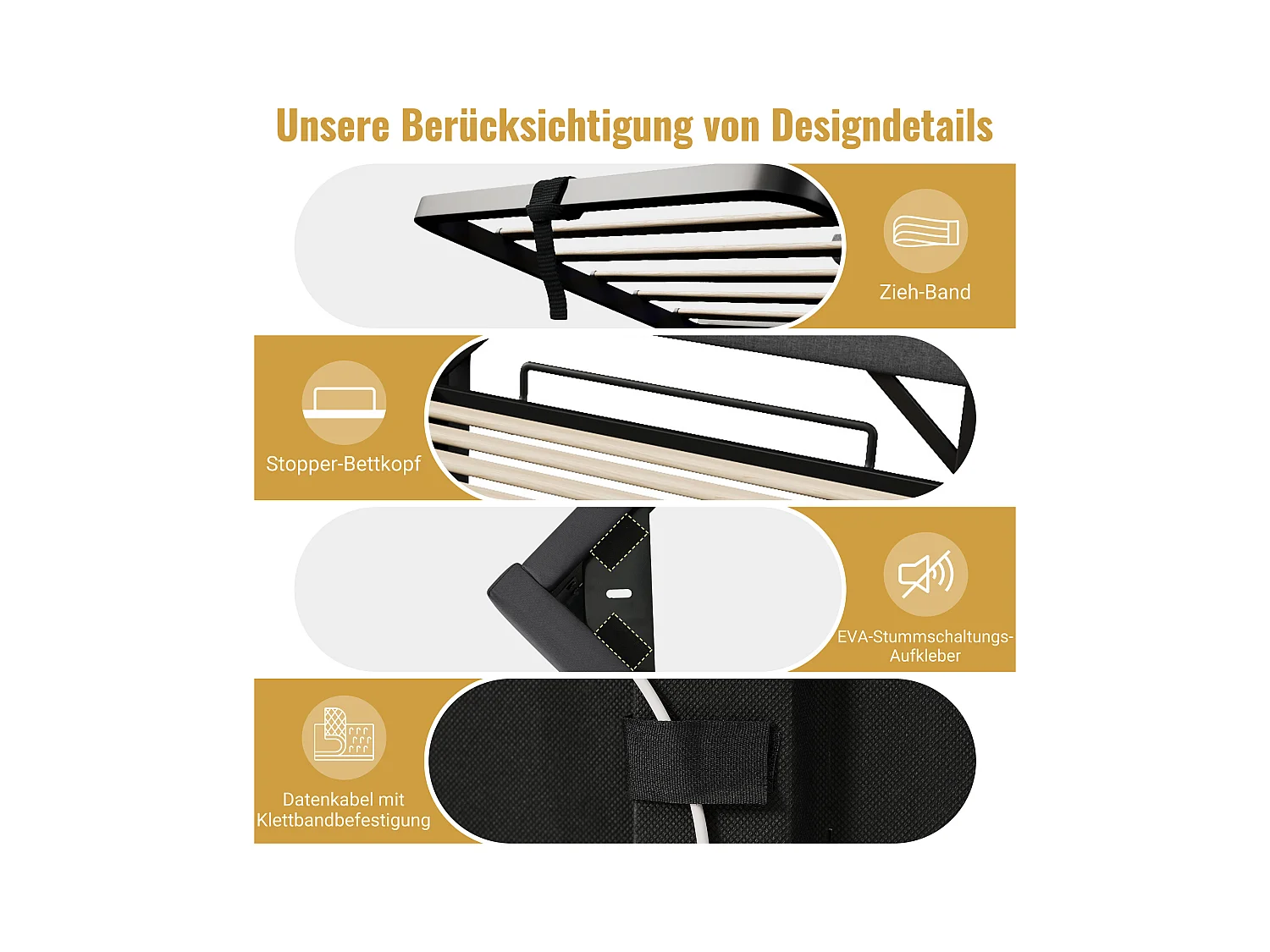 Cama individual tapizada con canapé - 90 x 200 cm - LED 360° + Cabecero con USB y Tipo C - Tejido de lino - Gris