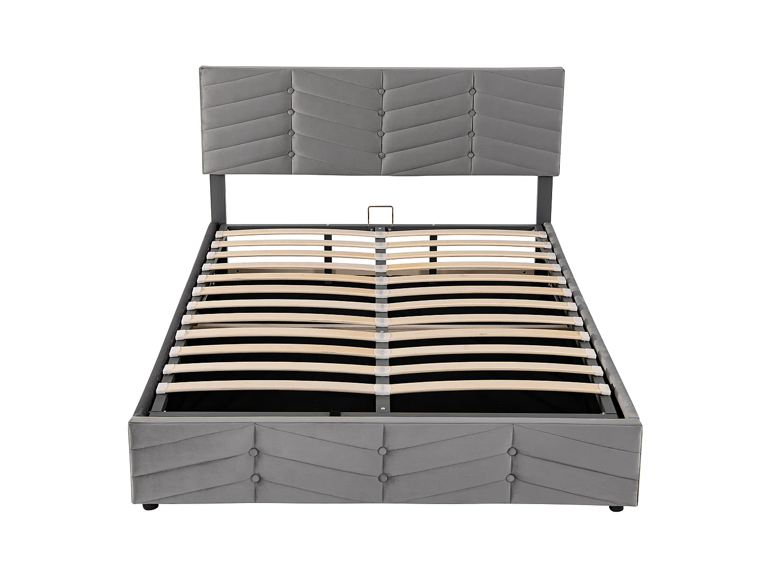 Lit coffre rembourré pour jeunes - 140 x 190 cm - tête de lit réglable - tissu velours - gris