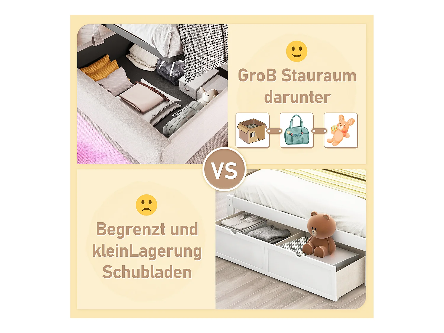 Lit coffre rembourré - 90 x 200 cm - télécommande APP + Leds + port USB - tissu lin - beige