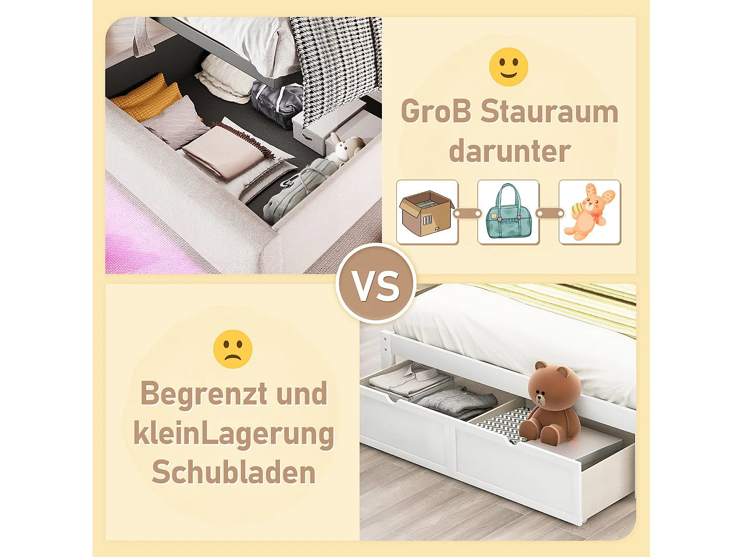 Lit coffre rembourré - 90 x 200 cm - télécommande APP + Leds + port USB - tissu lin - beige