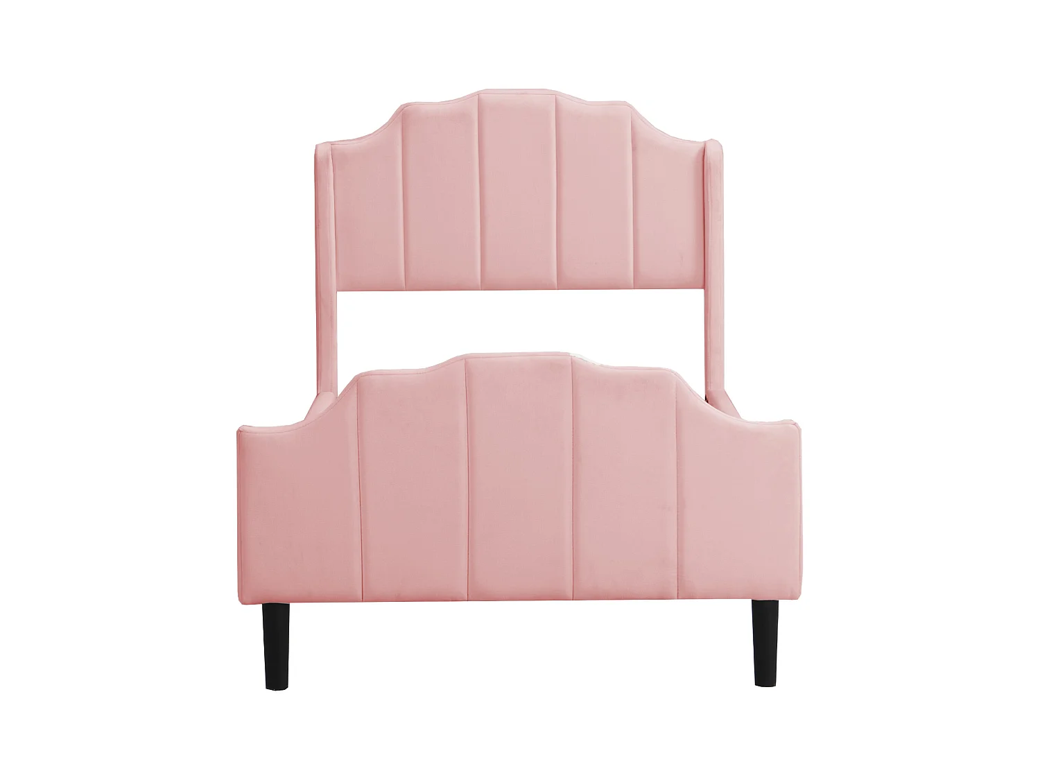 Lit rembourré pour enfant - 90 x 200 cm - avec tête - Velours - Rose