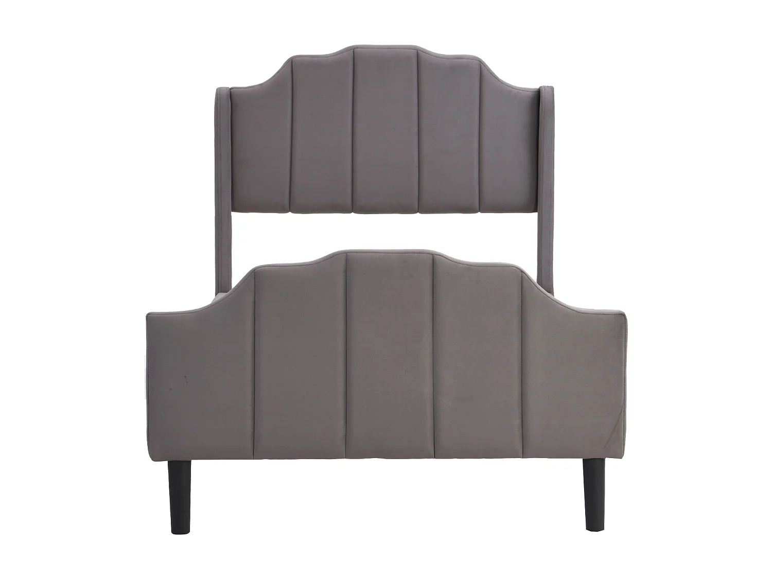 Lit rembourré pour enfant - 90 x 200 cm - avec tête - Velours - gris