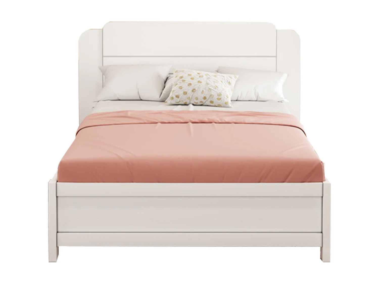 Cama de solteiro infantil - 90 x 200 cm - Cabeceira moderna - Madeira - Branco
