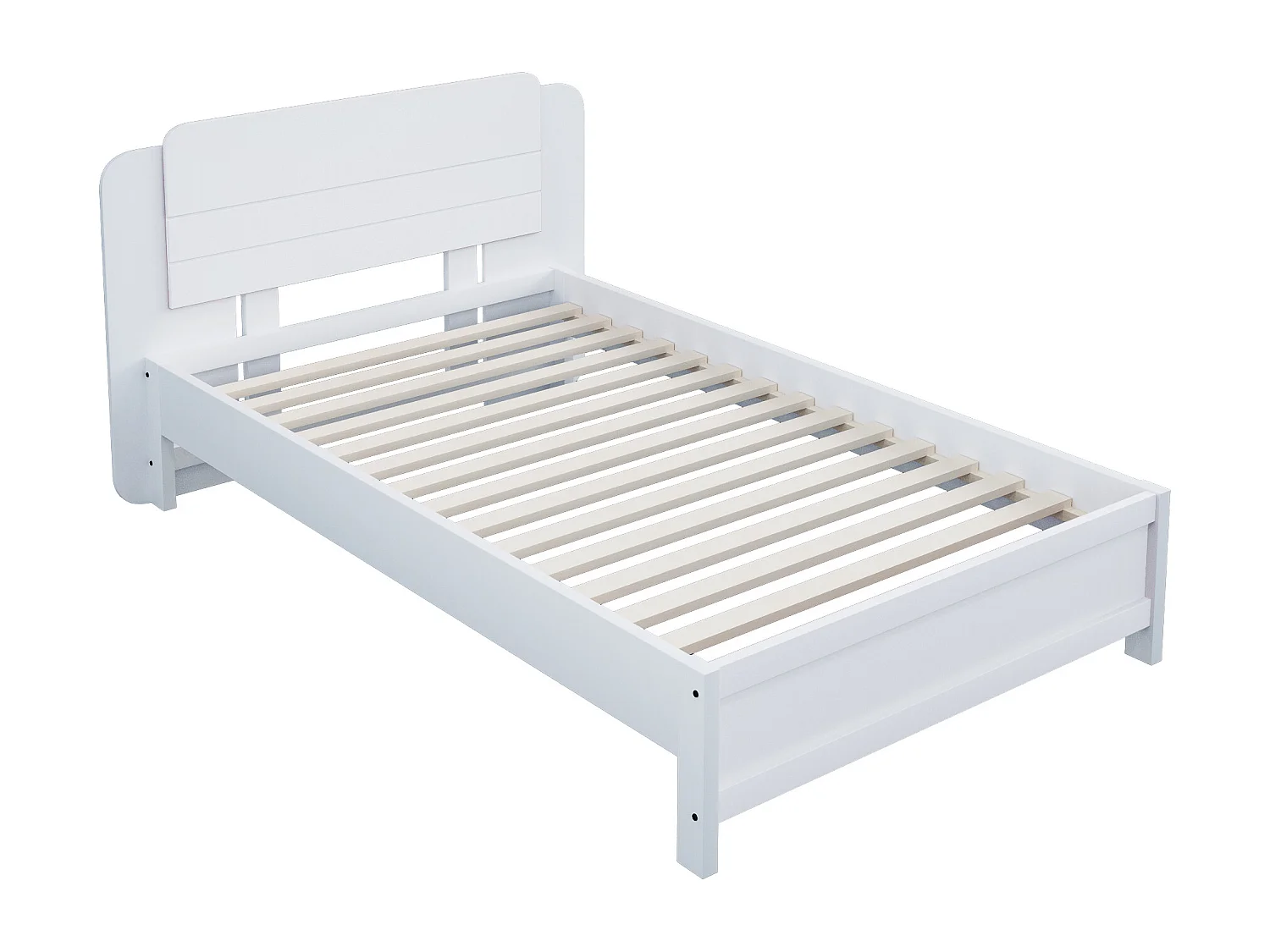 Cama de solteiro infantil - 90 x 200 cm - Cabeceira moderna - Madeira - Branco