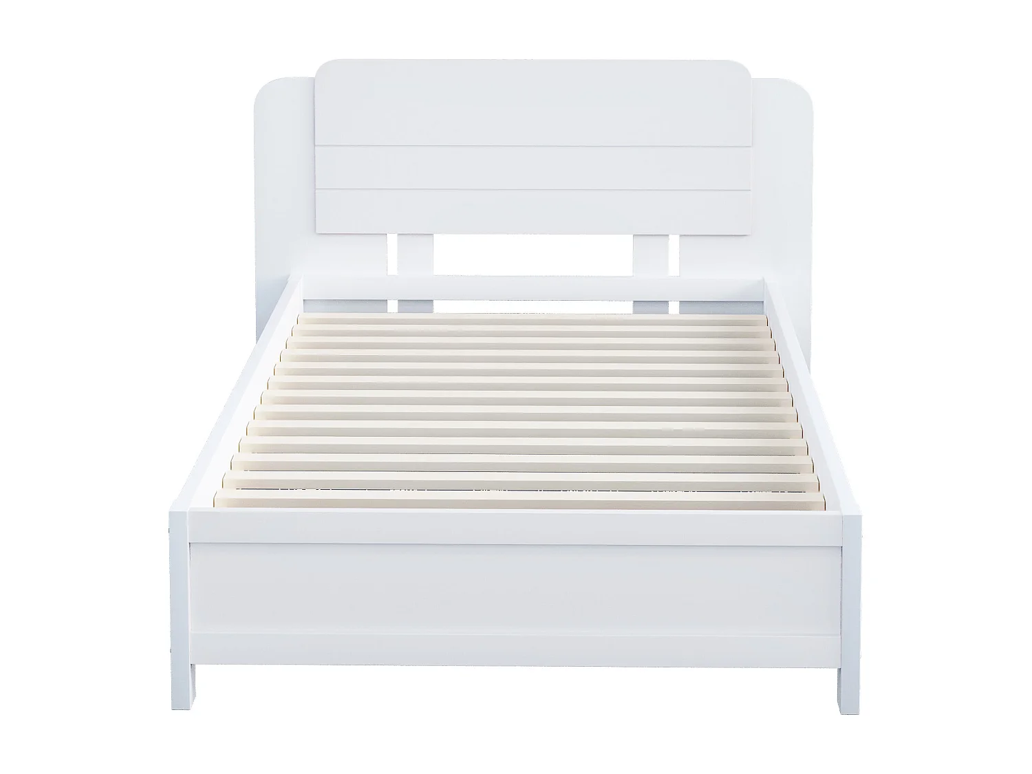 Cama de solteiro infantil - 90 x 200 cm - Cabeceira moderna - Madeira - Branco