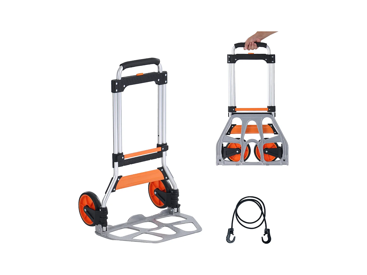 Opvouwbare Handkar SucceBuy , Aluminium Dolly, Laadvermogen 125 kg, Dolly met Elastiek