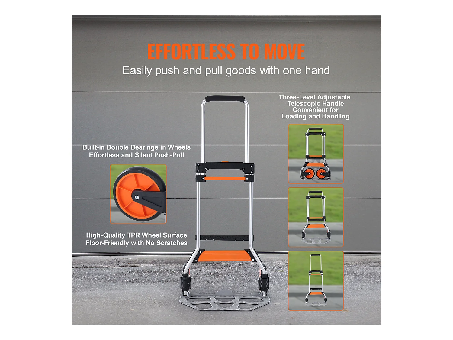 Opvouwbare Handkar SucceBuy , Aluminium Dolly, Laadvermogen 125 kg, Dolly met Elastiek