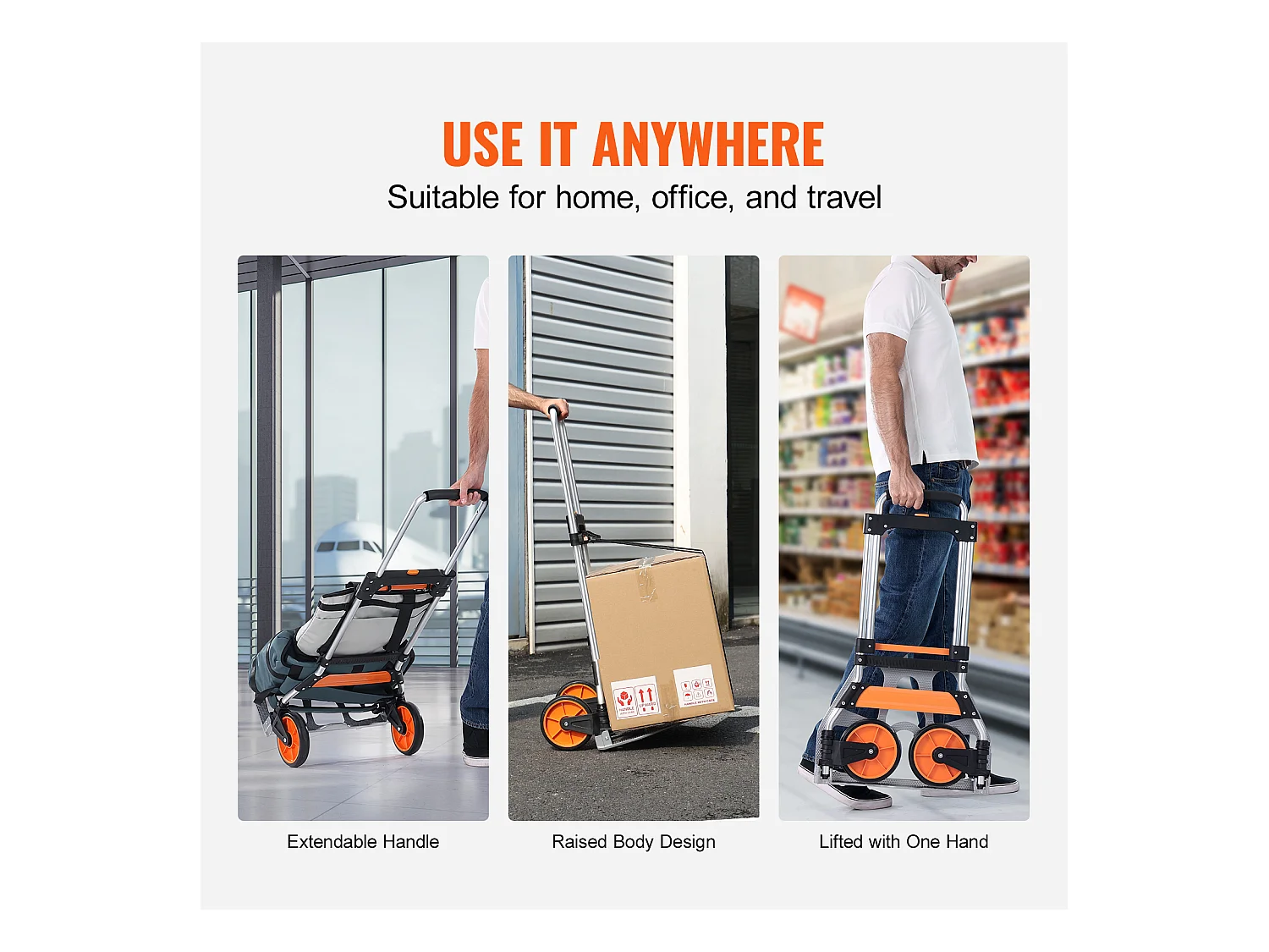 Opvouwbare Handkar SucceBuy , Aluminium Dolly, Laadvermogen 125 kg, Dolly met Elastiek