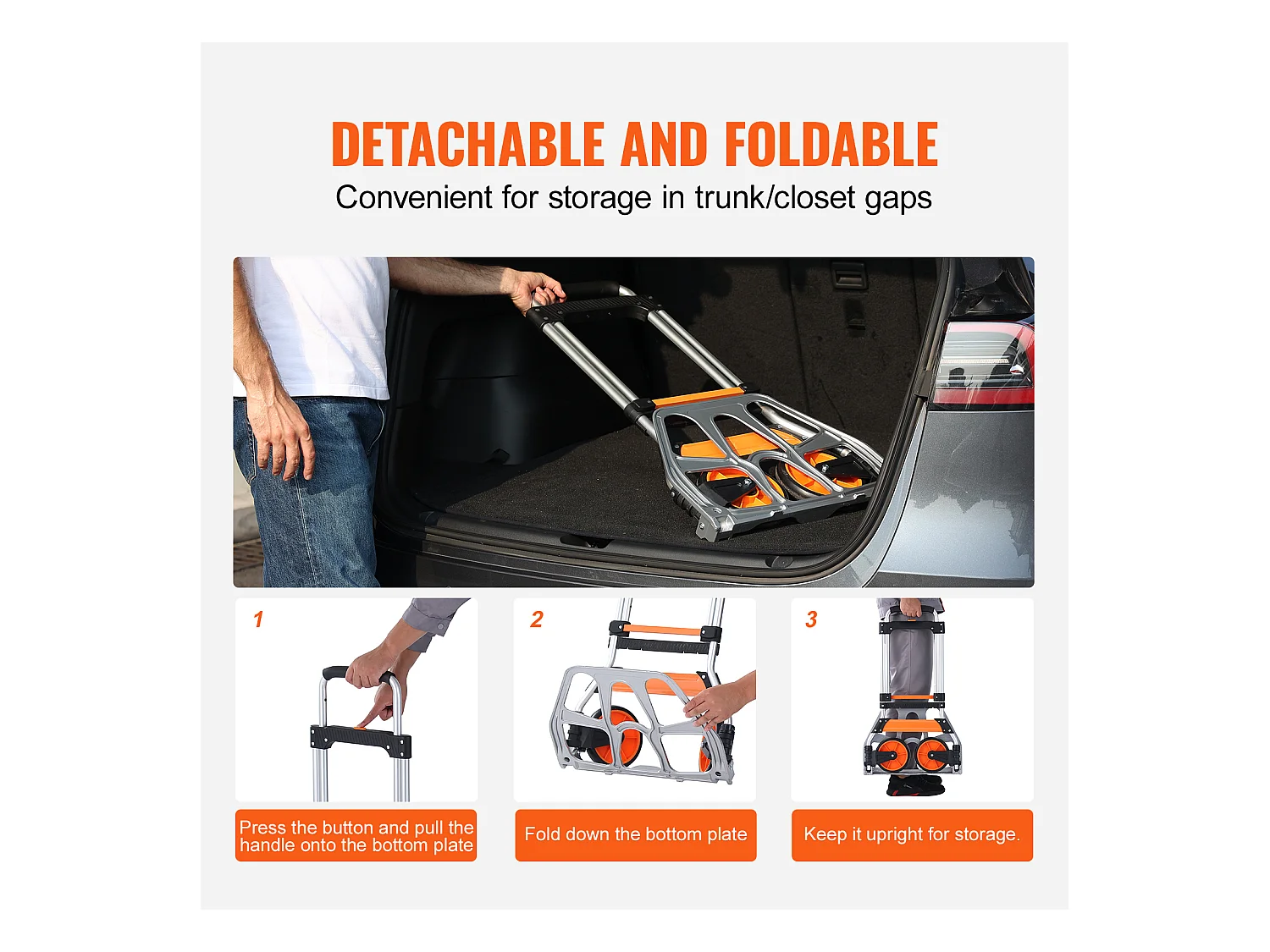 Opvouwbare Handkar SucceBuy , Aluminium Dolly, Laadvermogen 125 kg, Dolly met Elastiek