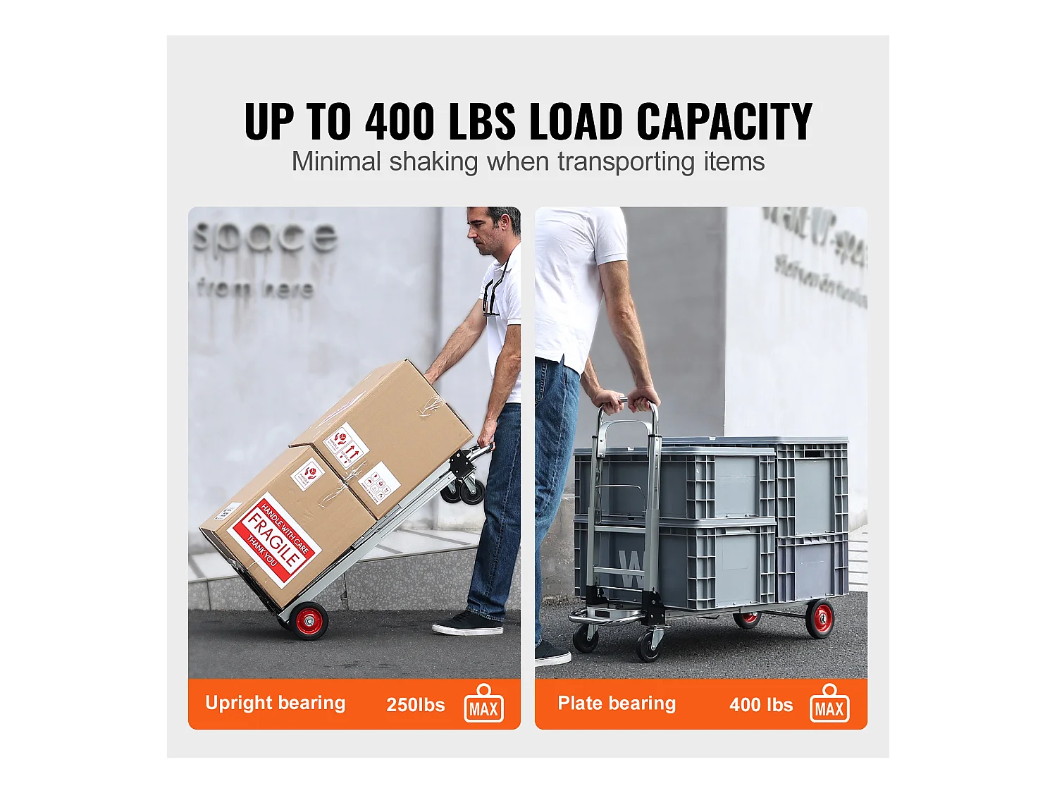 Carretilla Plegable de Aluminio 2 En 1 SucceBuy con Capacidad de 400 lb