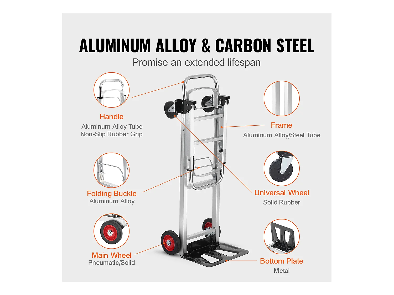 Carretilla Plegable de Aluminio 2 En 1 SucceBuy con Capacidad de 400 lb