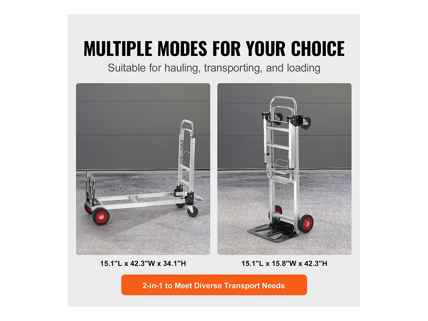 Carretilla Plegable de Aluminio 2 En 1 SucceBuy con Capacidad de 400 lb