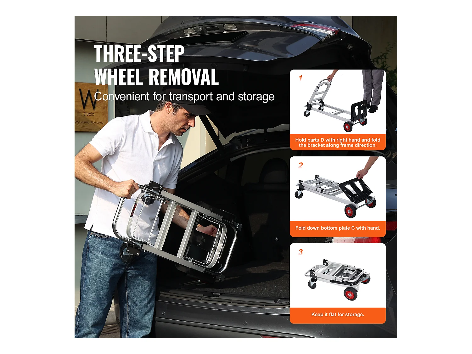 Carretilla Plegable de Aluminio 2 En 1 SucceBuy con Capacidad de 400 lb