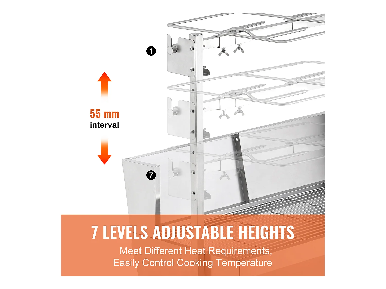 Barbecue à Rôtisserie SucceBuy 42 W, Rôtissoire électrique, Moteur Puissant  de 42 W, Capacité de 61 kg