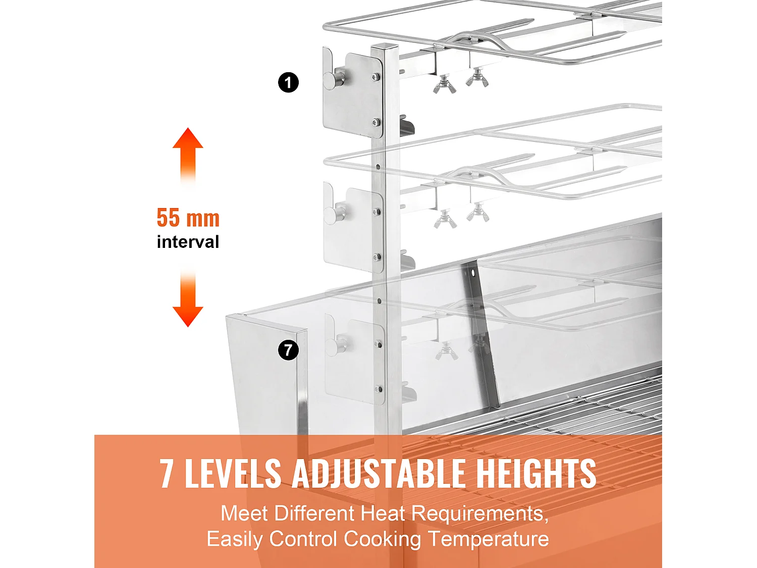 Barbecue à Rôtisserie SucceBuy 42 W, Rôtissoire électrique, Moteur Puissant  de 42 W, Capacité de 61 kg