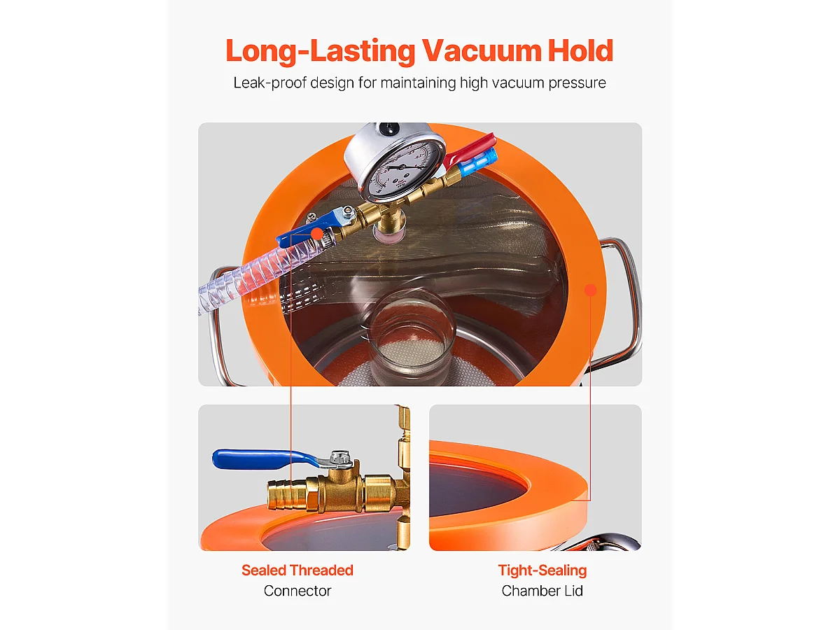 1.5 Gallonen Vakuumkammer SucceBuy, 3.5 CFM Einstufige Pumpe-Kit, für Entgasung