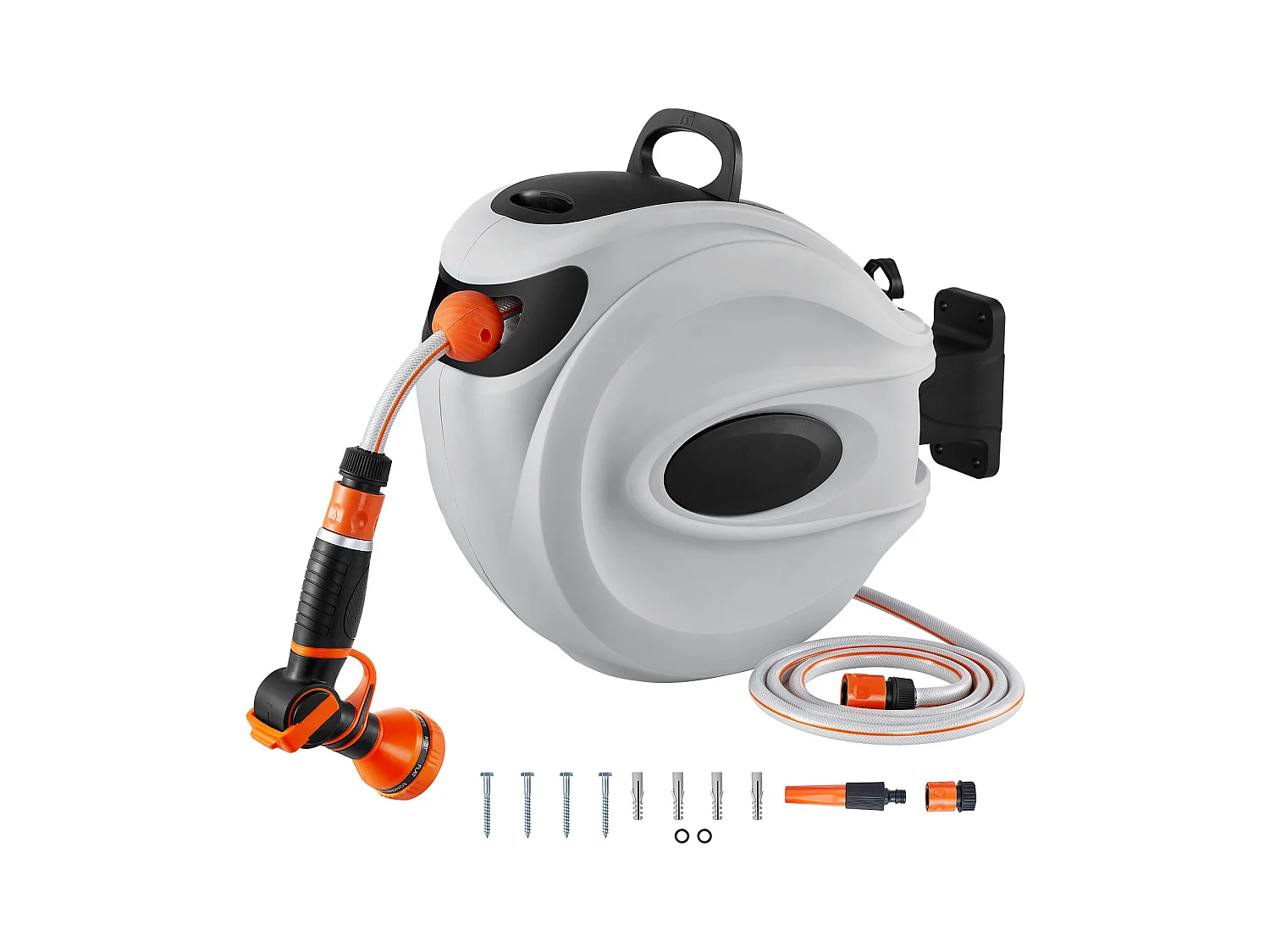 Enrouleur de Tuyau Rétractable SucceBuy 115'x1/2", Pivotant à 180°, Montage Mural