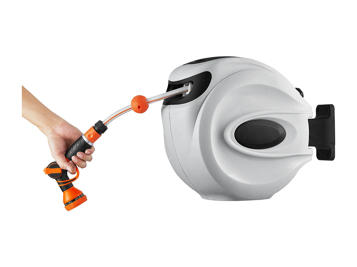 Enrouleur de Tuyau Rétractable SucceBuy 65.6'x1/2" 180° Pivotant Montage Mural