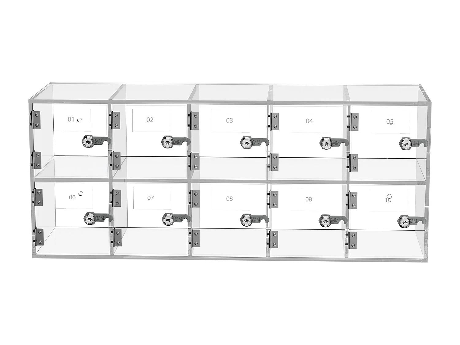 Handy-Schließfach aus Acryl SucceBuy, Aufbewahrungsschrank mit 10 Fächern und Schlüsseln,Transparent