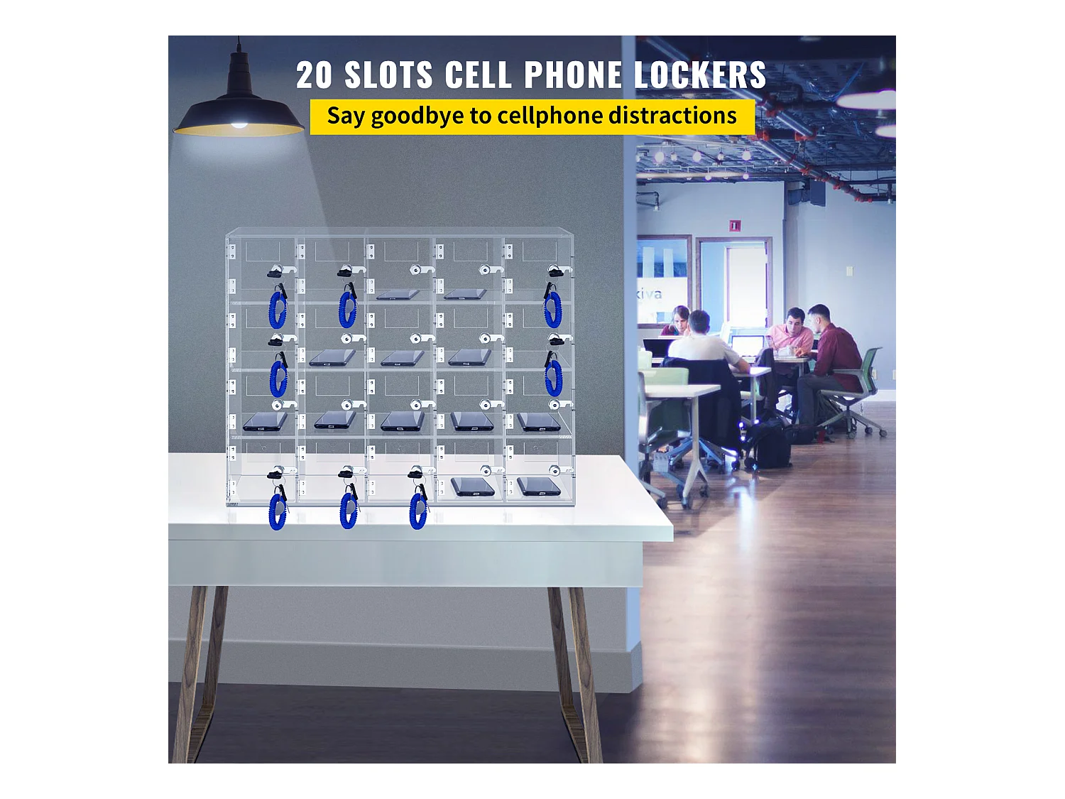 Casier pour Téléphone SucceBuy Portable en Acrylique, Armoire de Rangement à 10 Emplacements avec Clés, Transparent